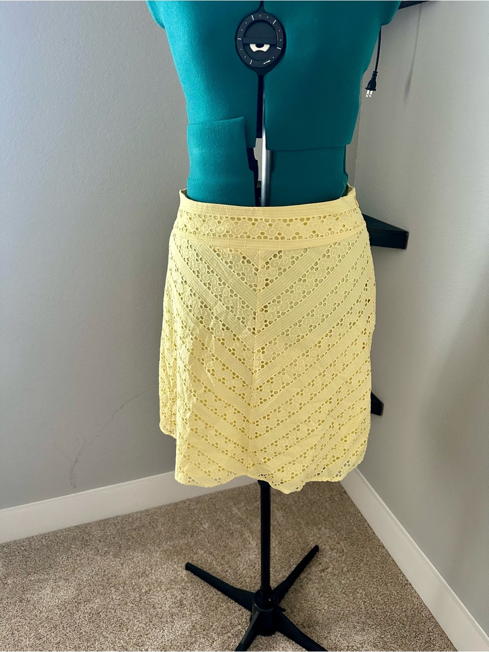 Ann Taylor Yellow Eyelet Mini Skirt